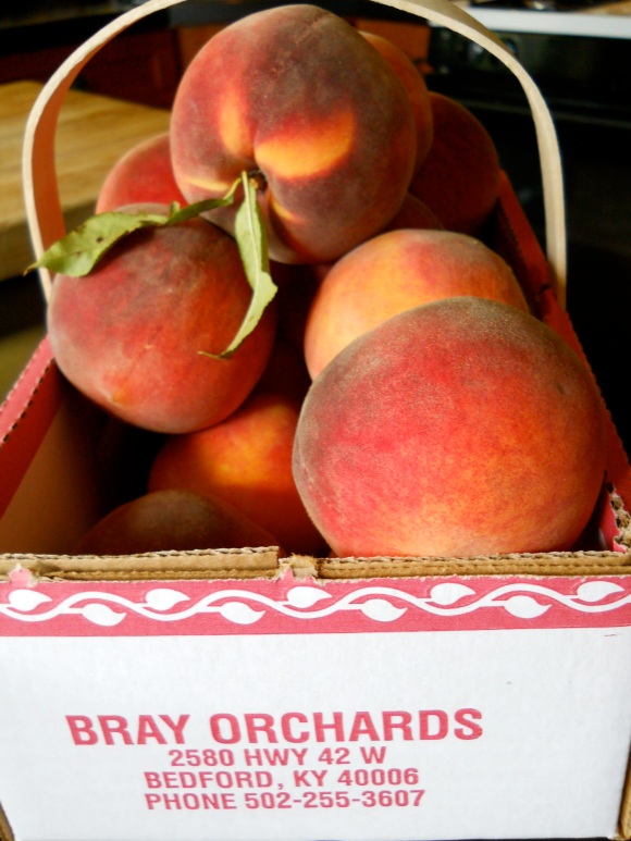 Bray Orchard Bedford Kentucky box of peaches 
